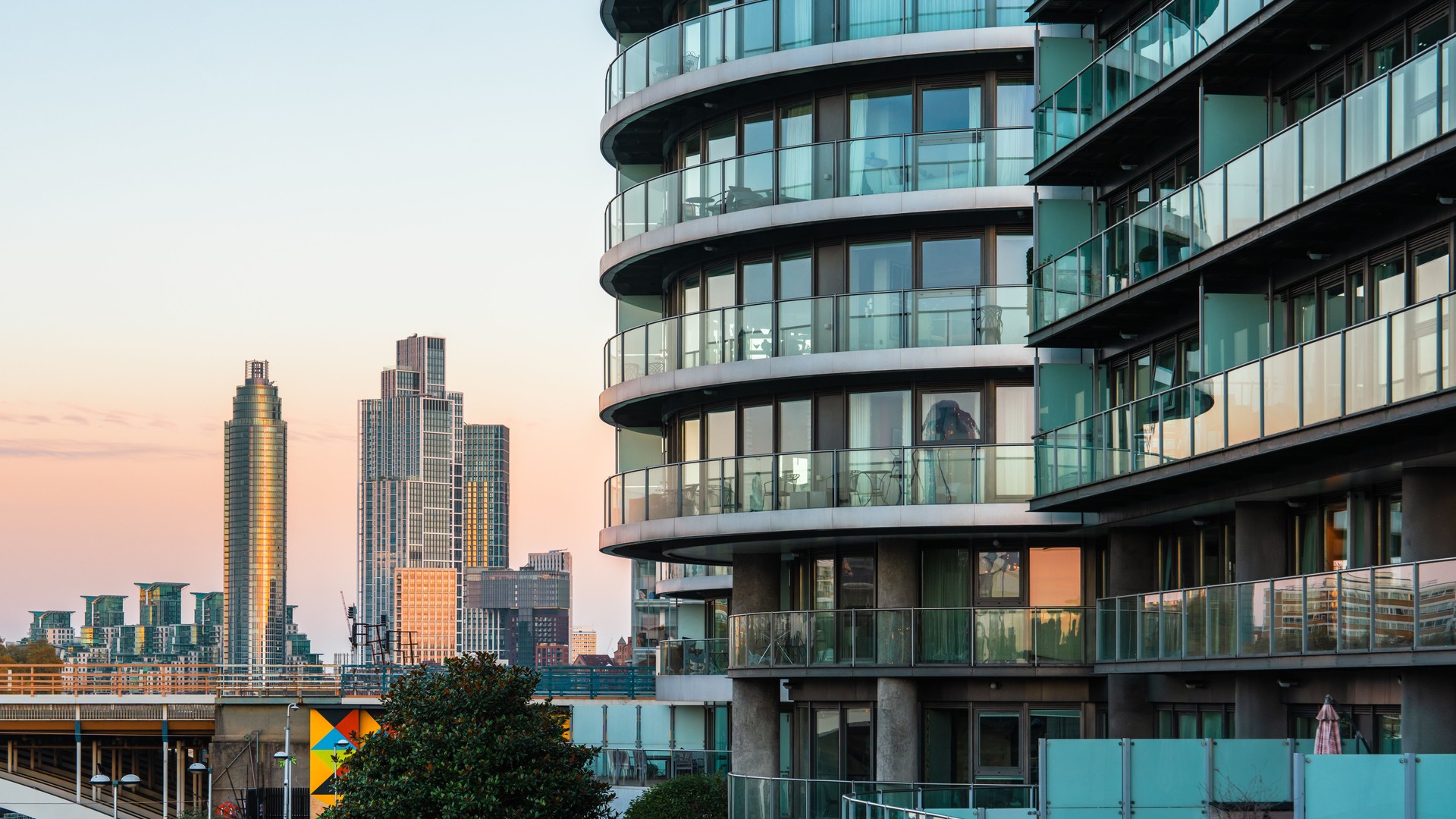 Riverside modern apartments at Battersea reach in London